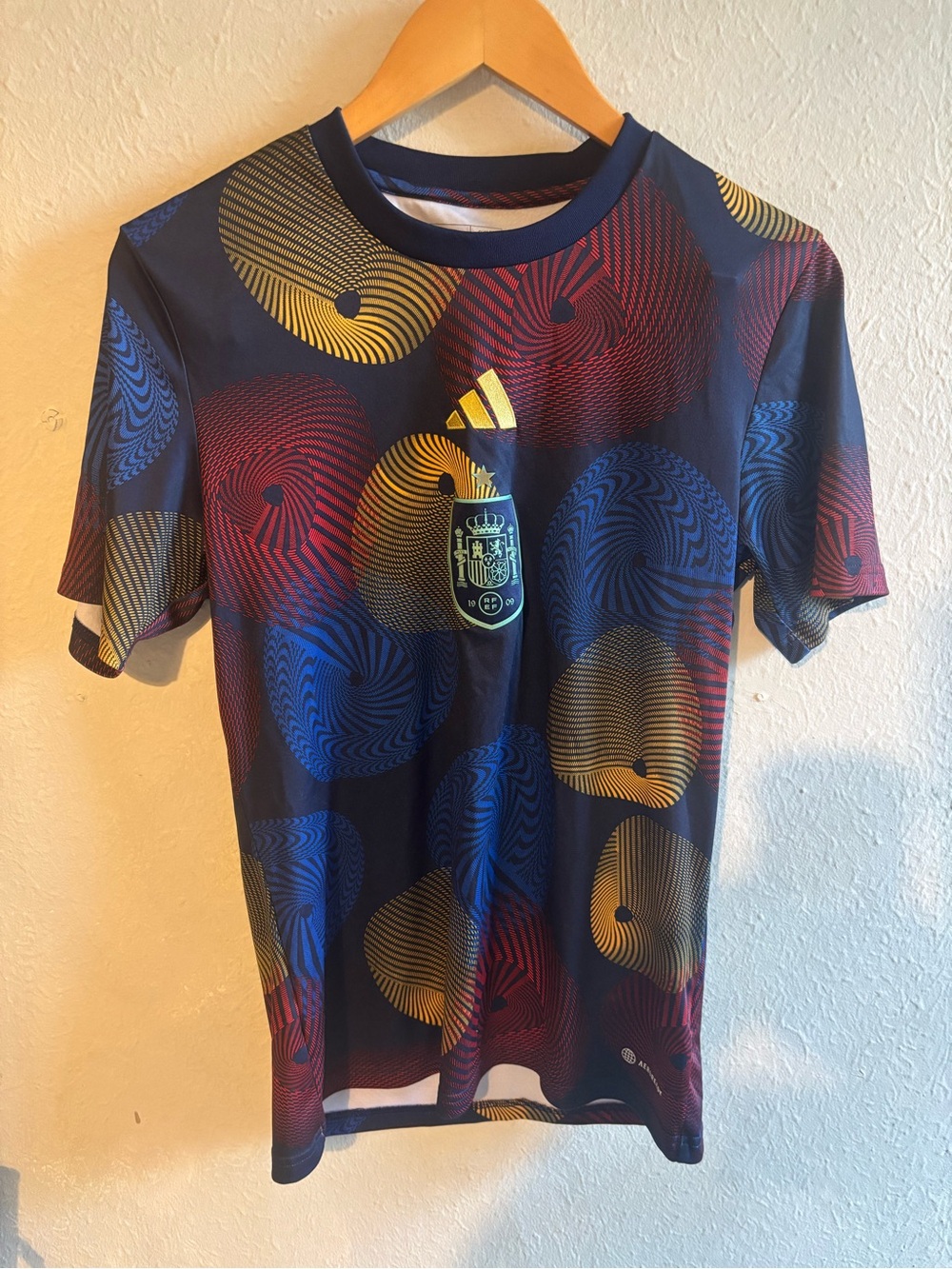 adidas  Navy Blue Gold Red Graphic Soccer Jersey - Picture 2 of 6